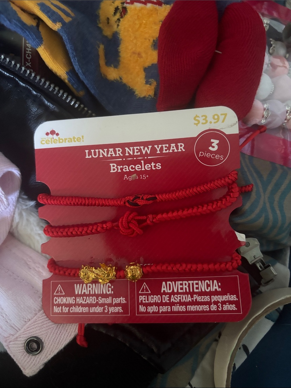 Lunar New Year Kids Red Bracelet Set with Gold Charms